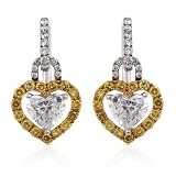 One of a Kind 2 1/4ctw Fancy Yellow Diamond Heart Earrings