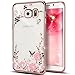 Secret Garden HAOTP Beauty Luxury Butterfly Floral Flower Diamonds Shiny Plating Frame Plating Bumper Soft Flexible TPU Transparent Skin Case for Samsung Galaxy S6 Edge Plus Swarovski Rose Gold/Pink