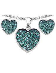 Original Star K (tm) Simulated Emerald Heart Shape Love Pendant Box Set with matching earrings in 925 Sterling Silver