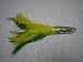 Saltwater Fishing Lure Green and Yellow Feather and Yellow Vinyl Skirt With Slant Head Fishing Lure FREE SHIPPING AND 20% CUSTOMER APPRECIATION DISCOUNT!