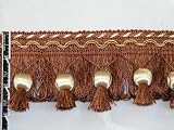2.5 Confetti Ball Tassel Fringe Trim Gold Chocolate Per yard