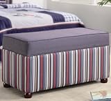Kids Storage Bench with Stripes Design in Blue Fabric