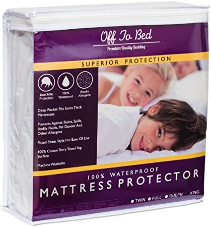 Off To Bed 100% Waterproof Mattress Cover Hypoallergenic - Protects Against Allergens and Dust Mites (King)