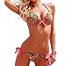 iecool Women's Sexy Floral 2Pcs Bow Push Up Padded Bikini Bathing Suit
