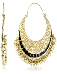 Isharya Jaali Filigree Black Hoop Earrings