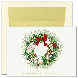 Wreath with Shells Tropical Beach Christmas Cards -