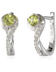 Sterling Silver Gemstone and Created White Sapphire Earrings (0.70 cttw)