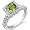 Princess Cut 0.75 Carats Peridot Engagement Ring in Sterling Silver Rhodium Finish Size 5