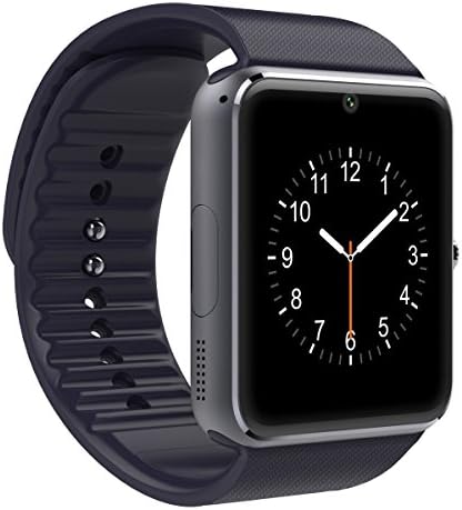 Bluetooth Smart Watch with SIM Card Slot and NFC Smart Health Watch Bracelet Smartwatch for Samsung HTC and Other Android Smartphones- Gray Black band