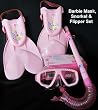 Barbie Childrens Swimming Mask Snorkel and Flippers Set Girls Barbie Pink