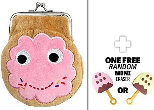 Yummy: ~4" Kidrobot World Plushy Coin Purse + 1 Free Japanese Ice Cream Bar Mini-Eraser Bundle