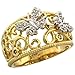 10k Gold Butterfly & Swirls Diamond Ring w/