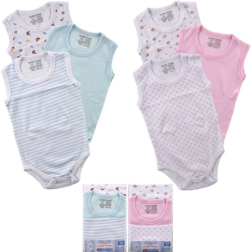 3-Pack Sleeveless Bodysuits in Pink, 9-12 months