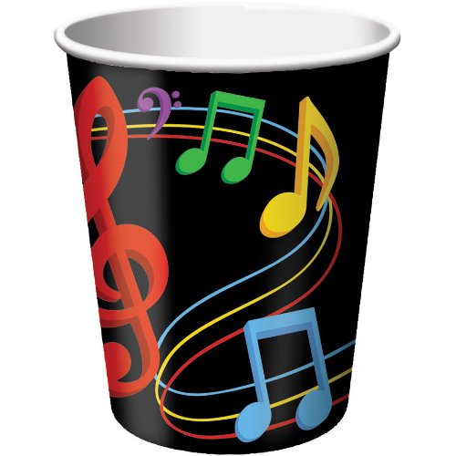 Dancing Music Notes Cups (8) 9oz Hot/Cold Birthday Dance Party Supply