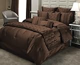 IMAGE OF Beacon Looms Radiance 100-Percent Silk 4-Piece King Comforter Set, Brown