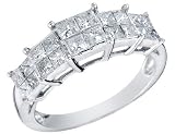 Diamond Anniversary Ring 1 Carat (ctw) Princess Cut in 14K White Gold