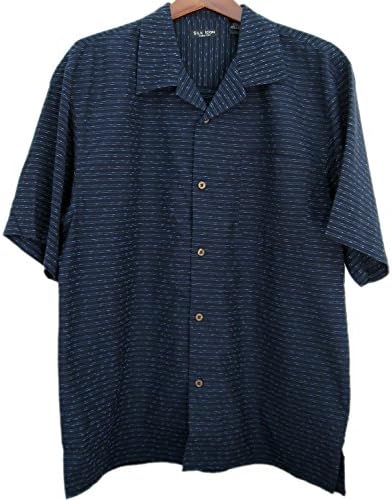 Mens Silk Camp Shirt Navy M L XL XXL (Medium)