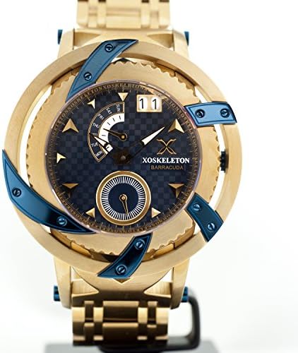 XOSKELETON Barracuda Swiss Ronda 22pcs Blue Dial Yellow Gold Watch