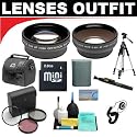 2x Digital Telephoto Professional Series Lens + 0.5x Digital Wide Angle Macro Professional Series Lens + 3 Piece Digital Camera Filter Kit + 2GB Mini SD Card+ Deluxe DB ROTH Super Savings Accessory Kit For The Canon VIXIA HV40, HV30, HV20, HG10 High Definition Camcorders