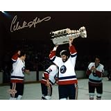 Steiner Sports NHL Clark Gillies Holding Cup Horizontal Autographed 8-by-10-Inch Photograph