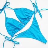 大人SexyＴバック三角マリンビキニ/水着/水色Blue