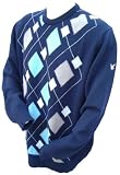 Lyle & Scott Mens Crew Neck Jumper Navy Lambswool Argyle Golf Sweater