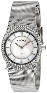 Skagen Oval Steel Crystal Ladies Watch 566XSSS