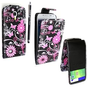 SAMSUNG GALAXY S4 MINI i9190 NEW BUTTERFLY CARD POCKET HOLDER PU LEATHER MAGNETIC FLIP CASE COVER POUCH + FREE STYLUS
