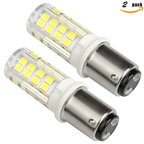 Kakanuo BA15D Double Bayonet LED Light Bulb 4 Watt Cool White 6000K Non-dimmable 51x2835SMD AC/DC 12V (Pack of 2)