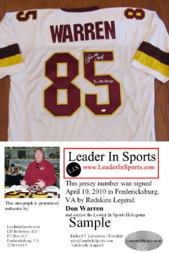 Don Warren Autographed Jersey with 2 Inscriptions - Washington Redskins