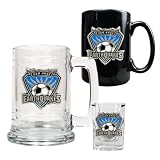 San Jose Earthquakes 15oz Tankard, 15oz Ceramic Mug and 2oz Shot Glass Set  (Primary Team Logo)