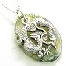 Fortune Protection Dragon Moss Agate Amulet on Silver Necklace