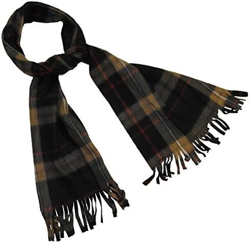 Aspen Supply Adult Thick Fleece Fringed Plaid Winter Scarf (Black/Brown/Red)