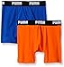 PUMA Big Boys 2 Pack Cotton Boxer Brief, Blue/Orange, Large