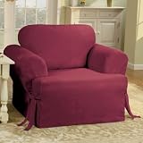 Sure Fit Cotton Duck T-Cushion Chair Slipcover - Burgundy, Cocoa, Natural