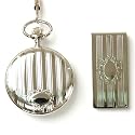 Colibri Pocket Watch with Chain, Money Clip Stainless Wooden Gift Box PWS095802J