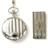 Colibri Pocket Watch with Chain, Money Clip Stainless Wooden Gift Box PWS095802J