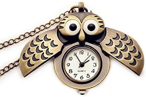Christmas Gift Vintage Retro Owl Bronze Steampunk Locket Pocket Watch Pendant Long Chain Gift