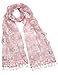 Hand Embroidered Rose & Trillium Flower Shining Sequin Lace Scarf Shawl - Pink