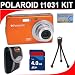 Polaroid t1031 10.0 MP Digital Camera - 3 x optical zoom (Orange) with 4GB Secure Digital Memory Card + Small Digital Camera Case + Mini Table Tripod