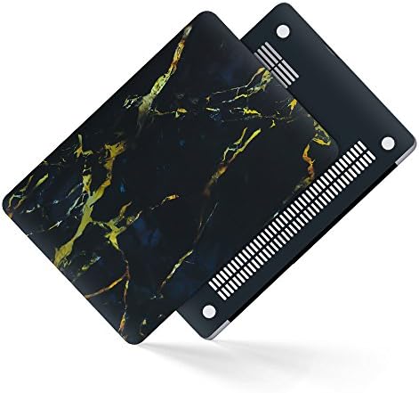 Miboo - 2 in 1 Marble Pattern Rubberized Hard Case Cover for 13 inch MacBook Air 13.3" (Model: A1369 / A1466), Black-Gold Marble