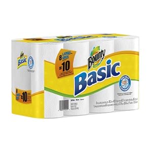 Bounty Basic Paper Towels 8 Large Rolls Equal 10 Regular Rolls