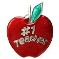 #1 Teacher Ornament - Red (3")