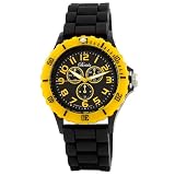 Breda Women's 2290-Black/Yellow Peyton Trendy Tachymeter Silicone Watch