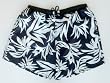 Mens Swim Trunks with Adjustable Elastic Drawstring Waist and Board Short Style Front, 2 Inseam Slit Pockets and Back Patch Pocket. Mesh Lined. Black Leaves in Sizes S(28-30) - XL(40-42)