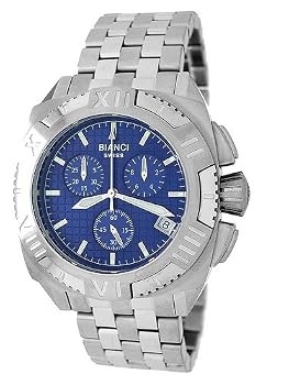 Bianci Swiss Men's Quadra Series Sports Chronograph Watch #1869 (Blue Dial)
