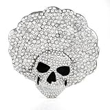 Hip Hop Wholesale - SILVER STYLE SKULL AFRO ICED OUT BELT BUCKLE