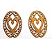 Tangerine Oval Heart Flower Wooden Earrings title=