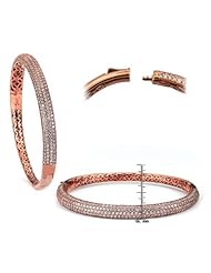 Sterling Silver Rose with Cubic Zirconium Locking Clasp Bangle