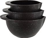 Trudeau Set of 3 Mixing Bowls, Granite and Black